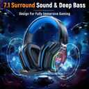 Ozeino 2.4GHz Gaming Headset Wireless with Flip Mic for Ps5, Ps4, PC, Gaming Headphones with RGB Light, 40Hr Battery Bluetooth Headset for Laptop, Mobile, Mac