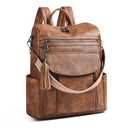 Shrrie Laptop Backpack for Women 15.6 inch, Travel Leather Backpack Purse Nurse Teacher Carry on Backpack Computer Bag, Professional Water-Resistant College Business Work Casual Daypack, Two-toned Brown