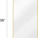 DMWOODFL 58"x18" Arched Full Length Mirror - Floor Standing or Wall Mounted with Stand, Aluminum Frame & Shatter-Proof Glass, Gold Freestanding Mirror for Bedroom, Living Room, Entryway Decor