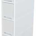 Narrow Slim Rolling Storage Cart and Organizer, 7.1 inches Kitchen Storage Cabinet Beside Fridge Small Plastic Rolling Shelf with Drawers for Bathroom