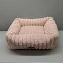 Bedsure ComfyFleece Cute Dog Bed for Small Dogs & Cats - Washable Furry Puppy Beds, Rectangle Orthopedic Corduroy Fleece Pet Beds with Removable Zipper Cover, 20x19x6inches, Blush Pink