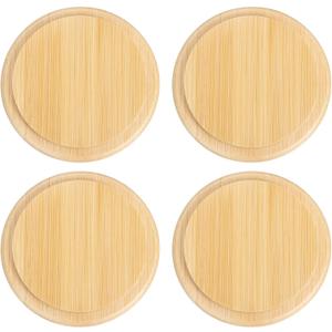 uxcell 4Pcs Bamboo Cup Lid 3.35 Inch, Cup Cover Coffee Mug Cover Tea Glass Drink Cup Lid, Reusable Wooden Round Cup Lid for Keeping Warm