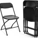 Folding Chairs 4 Pack, Plastic Folding Chairs for Outside, Heavy Duty Foldable Chairs, Sturdy Metal Folding Chairs, 350 lbs Capacity, for Patio, Garden, Camping, Black