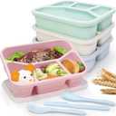 godehone Snack Containers for Adults(4 Pack),Snack Bento Box Reusable, 4-Compartment Snackle Box Perfect for Work & Travel, Wheat Straw Material, 4 Colors