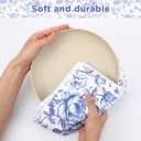 2 Pcs Chinoiserie Floral Bid Kitchen Towels, Blue White Flowers Bird Decorative Dish Towels, Absorbent Microfiber, 18 x 28 Inch, Farmhouse Style