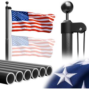 Heavy Duty Flag Pole 25 FT 12 Gauge Extra Thick Aluminum Flag Pole Holder for Outside House Outdoor Metal Flag Pole Kit