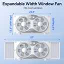 shinic 9" Twin Window Fan with Reversible Airflow Quiet Exhaust & Intake, Independent Control Dual Fan, Expanders for 23.8"-37" Window, Vertical/Horizontal for Sliding Window, for Home Kitchen