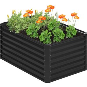 4x2x2FT Galvanized Raised Garden Bed,Planter Raised Beds-Metal Garden Box,Large Plant for Outdoor Planting, Vegetables BedFlower,herb-Black