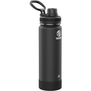 Takeya Actives Stainless Steel Water Bottle, Insulated Spout Lid, Keeps Drinks Cold 24 Hrs, Leakproof, Durable, Dishwasher Safe, Ideal for Gym, Travel, Fits Most Cup Holders, 24 oz/Onyx