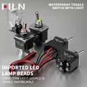 1Pcs Rocker Toggle Switch 12V 20A Heavy Duty Racing Car Auto SPST On/Off Toggle Switch Red LED Illuminated 6 Pin with Yellow Waterproof Safety Cover Third Gear Green/red/Green