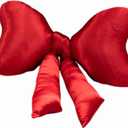 Luxape Bow Pillow - Big Bow Throw Pillow - Bow Shaped Pillow - Silky Satin - Coquette Decor - Bow Room Decor - Pink Bow Pillow - Bow Nursery Decor - red Room Decor