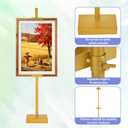 Adjustable Tabletop Desktop Easel Stand, Carbon Steel Picture Frame Desk Table Top Stand Up to 29.5" H Art Display Easel Support Holder for Photos Paintings and Canvases (Gold)