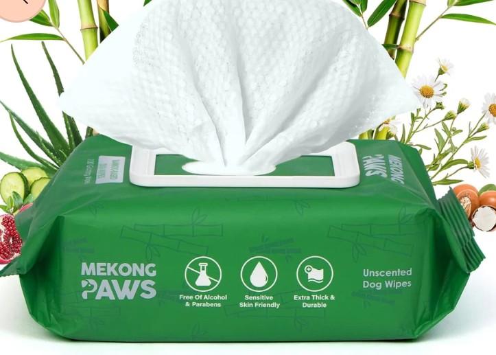 Unscented Pet Grooming Wipes - Natural Bamboo Fiber - Cleansing Wipes for Dog & Cat - Soft & Caring for Sensitive Skin - Durable & Tear Resistant for Paw, Coat & Bum Freshening - 100 Count