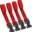 XSTRAP STANDARD 4pk 1" x 5-1/2ft JUST Clip All-Purpose Lashing Strap, Alligator Thumb Buckle Cargo Secure Utility Webbing, Red