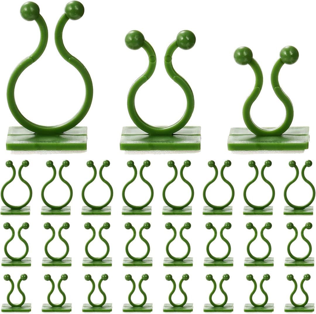Frcctre 300 Pack Plant Climbing Wall Fixture Clips, 3 Different Size Plant Fixer Self-Adhesive Hooks for Invisible Wall Vines Plants Fixation Plant Vine Binding Clip Garden Vegetable Plants Traction