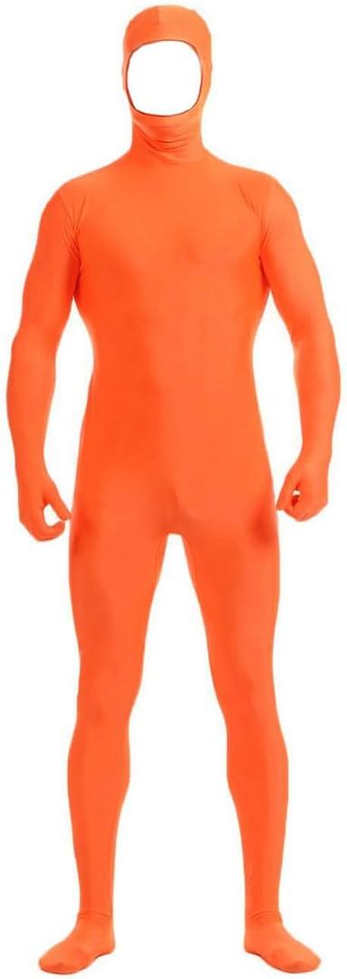 VSVO Face Open Zentai Spandex Bodysuit (Large, Deep Orange)