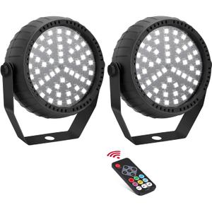 Strobe Lights Halloween, Telbum Colorful Strobe Light for Parties, Super-Bright 54 RGB LED Mini Strobe Lights with Remote Control Sound Activated, Plug-in Flash Light for Room DJ Stage Wedding 2Pack