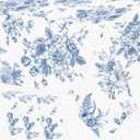 3Pcs Blue Floral Tablecloth, 52 x 87 Inch Vintage Flower Table Cover, Rectangle Floral Table Cover, Blue and White Porcelain Tablecloth for Spring Tea Wedding Shower Birthday Party