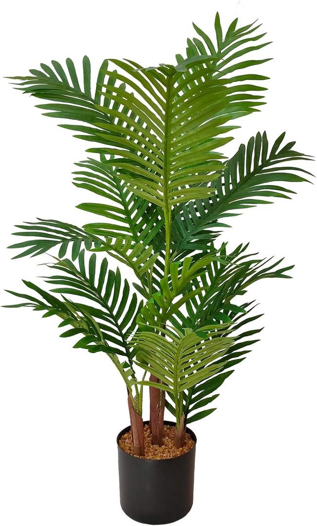 Artificial 3 Feet Areca Palm Tree, Faux Palm Tree Pot, Fake Plants Palm Trees for Home, Office, Living Room, Kitchen, Bedroom, Balcony Decor, Indoor Outdoor Perfect Housewarming Gift.
