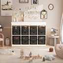 Black Plastic Storage Baskets with Lids 10 Pack Stackable Storage Bins Containers for Shelves Organizing, Cute Decorative Storage Boxes for Classroom, Playroom, Closet, Pantry