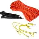 Park & Sun Sports Outdoor Volleyball Boundary Poly Cord Rope with Ground Stakes: 1/4" Wide Court Line Marker, Orange, Blue