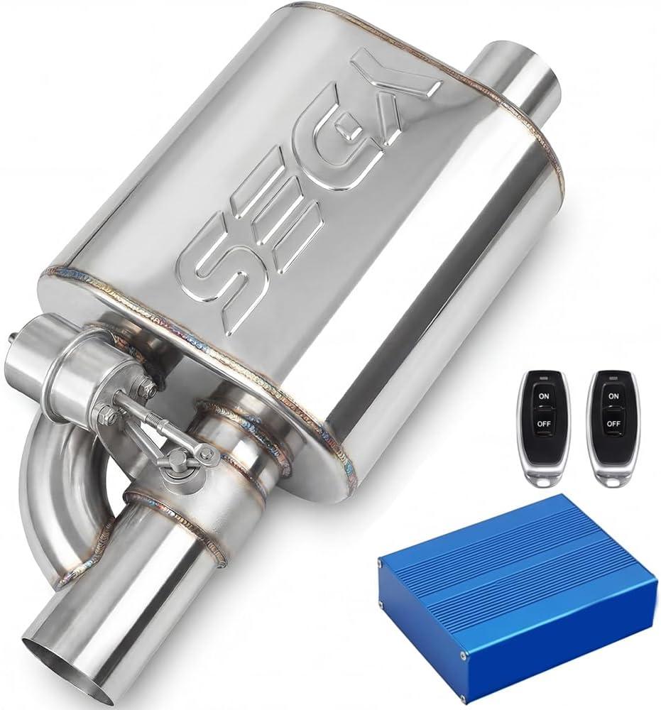 YDES 2.5 Inch Valved Muffler Exhaust Cutout with Muffler Cat Back Exhaust System Kit