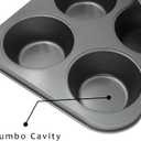Non-Stick Jumbo Muffin Pans, 6-Cup Set of 2 Baking Pans with a Spatula for Extra-large Muffins & Cupcakes