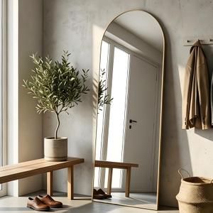 Full Length Floor Mirror, 56"x16" Gold Arched Standing Mirror, Modern Full Body Wall Mirror for Bedroom, Dressing Room, Home Decor