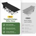 Oversized Adjustable Camping Cots,Comfortable Folding Cot Bed for Adults,Portable Sleeping Cot with Side Pockets,Heavy Duty Supports 400lbs,Easy Setup for Camping,Travel,Outdoor Indoor Office,Black