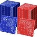Teling Western Party Bandana Napkins 2 Ply Disposable Paisley Print Paper Napkin Bulk Cowboy Theme Party for Western Cowboy Birthday Rodeo Yeehaw Bday, 6.3" x 6.3"(Red Blue,100 Pcs)