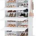 SONGMICS Shoe Rack Organizer, 8Tier Shoe Storage Cabinet for Closet and Entryway, Holds 32 Pairs of Shoes, Adjustable, Cloud White ULPC034W03