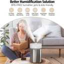 Stainless Steel Humidifier, 4L Ultrasonic Cool Mist Humidifiers with Only 3 Parts Easy to Clean, Top Fill Humidifier with 1-9H Timer, 28dB Whisper-Quiet, Filterless for Bedroom Large Room