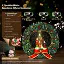 Lewondr Musical Christmas Snow Globe, Family Carolers Christmas Wreath, Swirling Glitters & 8 Songs & Timer, Battery Operated Singing Snow Lantern Decor for Home Holidays Xmas Gift
