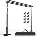 EMART Backdrop Stand Heavy Duty 10x10Ft Three Crossbar Pipe and Drape-Black | Photo Background Support Kit, Adjustable Metal Frame with Flat Base for Wedding Birthday Party Decorations-Black