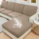 NAISI Waterproof Couch Cushion Covers Thick Velvet Fabric Washable Sofa Slipcovers Sectional Couch Covers for 3 Pieces Separate L Shape Couch Cover with Elastic Bottom(2 Seater + 1 Chaise,Sand)
