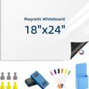 Magnetic Dry Erase Whiteboard for Refrigerators, 18" x 24" White Board on Wall for Organizer and Planner, Kitchen Fridge Shopping List with Marker, Magnetic Eraser and Magnets