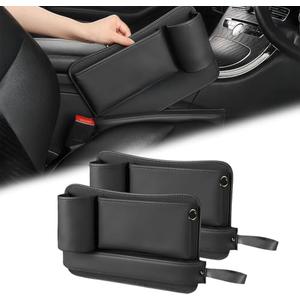 Car Seat Gap Filler Organizer 2 Pack, Car Seat Organizer with Cup Holders, 3-in-1 Removable Auto Organizer for Women, Universal Fit SUV Truck Fill The Gap Between Seat & Console(Black)