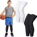 4 Pieces Kids Long Compression Leg Sleeve Full Length UV Protection for Boy Girl Youth Cycling Basketball Sports (Black, S/M)