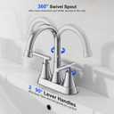 Bathroom Faucets for Sink 3 Hole, Hurran 4 inch Chrome Bathroom Sink Faucet with Pop-up Drain and Supply Hoses, Stainless Steel Lead-Free 2-Handle Centerset Utility Faucet for Sink Vanity RV