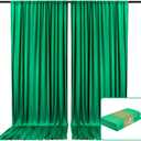 2 Panels Deep Green Backdrop Curtain, 10 x 10 Feet Background Curtains for Parties, Weddings, Baby Showers, Bachelorette Halloween, Christmas Birthday Party Photoshoot Backdrop Curtains Decorations