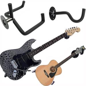 Guitar Wall Mount Acoustic Electric Classical Guitar, Ukulele, Banjo and Mandolin Wall Hanger Slat Wall Horizontal Guitar Holder Bass Stand Rack Hook (1 Pack)