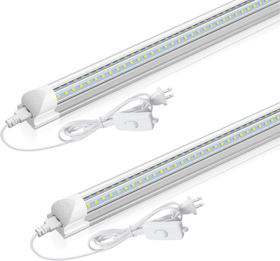 CNSUNWAY 2FT LED Shop Light, 20W 3000LM, 5000K Daylight T8 LED Light Fixture, V Shape, High Output, Linkable Shop Lights for Room, Garage, Workshop, Under Cabinet, ETL Listed (2 Pack)