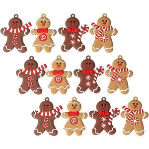 Toyvian 12pcs Christmas Flatback Embellishments Gingerbread Man Christmas Charms for Jewelry Making DIY Crafts Scrapbooking Hair Clips