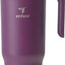 REDUCE Chiller Vacuum Insulated 40 oz Tumbler with Spill-Proof Silicone Straw - Sustainable Tritan Lid with Water Intake Markers - Soft Sit Base Travel Mug - Dishwasher Safe - Midnight Plum