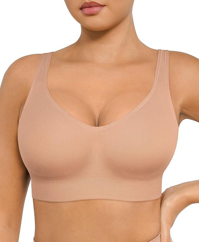 FeelinGirl Wireless Bras for Women Built-in Soft Cups No Underwire Bralettes Adjustable Straps Full Coverage Everyday Bras