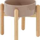 Havniva Ceramic 8.2inch Raised Dog Bowl with Stand for Large - Breed Dogs, Pet Food and Water Feeder(Single Bowl with Stand - Brown Coffee)