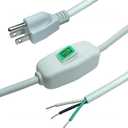 6FT 18 Gauge 3 Prong Heavy Duty Replacement Powe Cord Cable with Green Indicator Light ON/Off Switch,10A125V 18AWG White