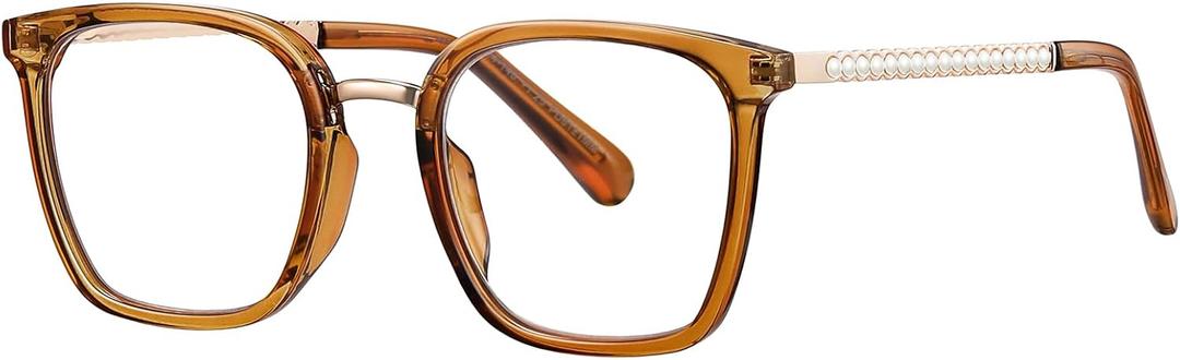2 x Oversized Reading Glasses for Women,Blue Light Blocking Spring Hinges Eyeglasses Anti UV Ray/Glare (Brown)