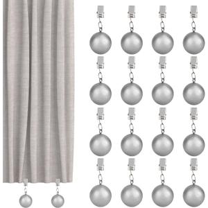 BOXOB 16pcs Outdoor Curtain Weights, Metal Resin Windproof Waterproof All Weather Drapery Weights Ball Heavy Outdoor Secure Your Drapery Anchors Clip for Tablecloth Cover Flag Shower Liner