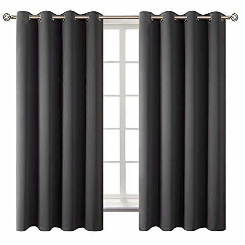 BGment Blackout Curtains - Grommet Thermal Insulated Room Darkening Bedroom and Living Room Curtain, Set of 2 Panels (52 x 63 Inch, Dark Grey)